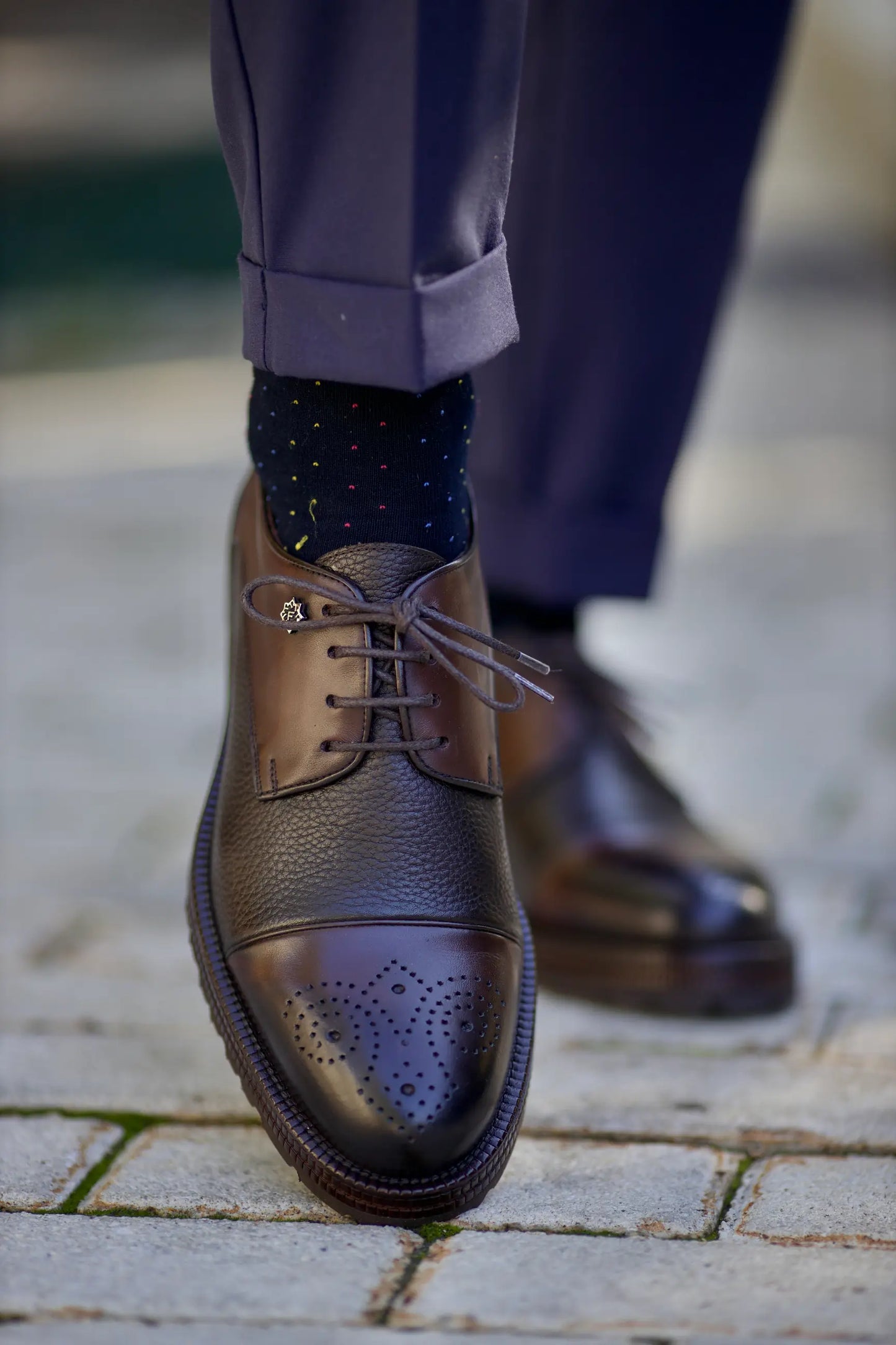 Brown Toe Brogue Derby Laces