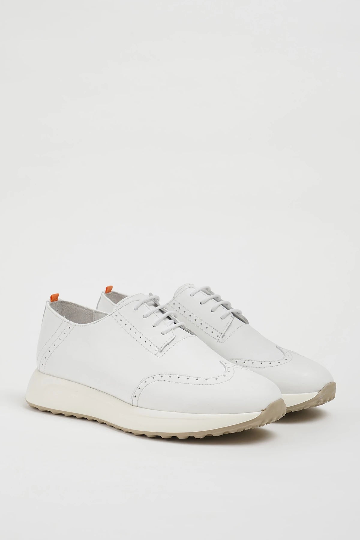 All White Wingtip Leather Sneakers