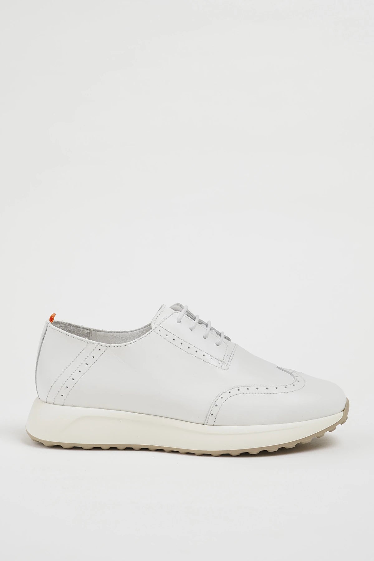 All White Wingtip Leather Sneakers