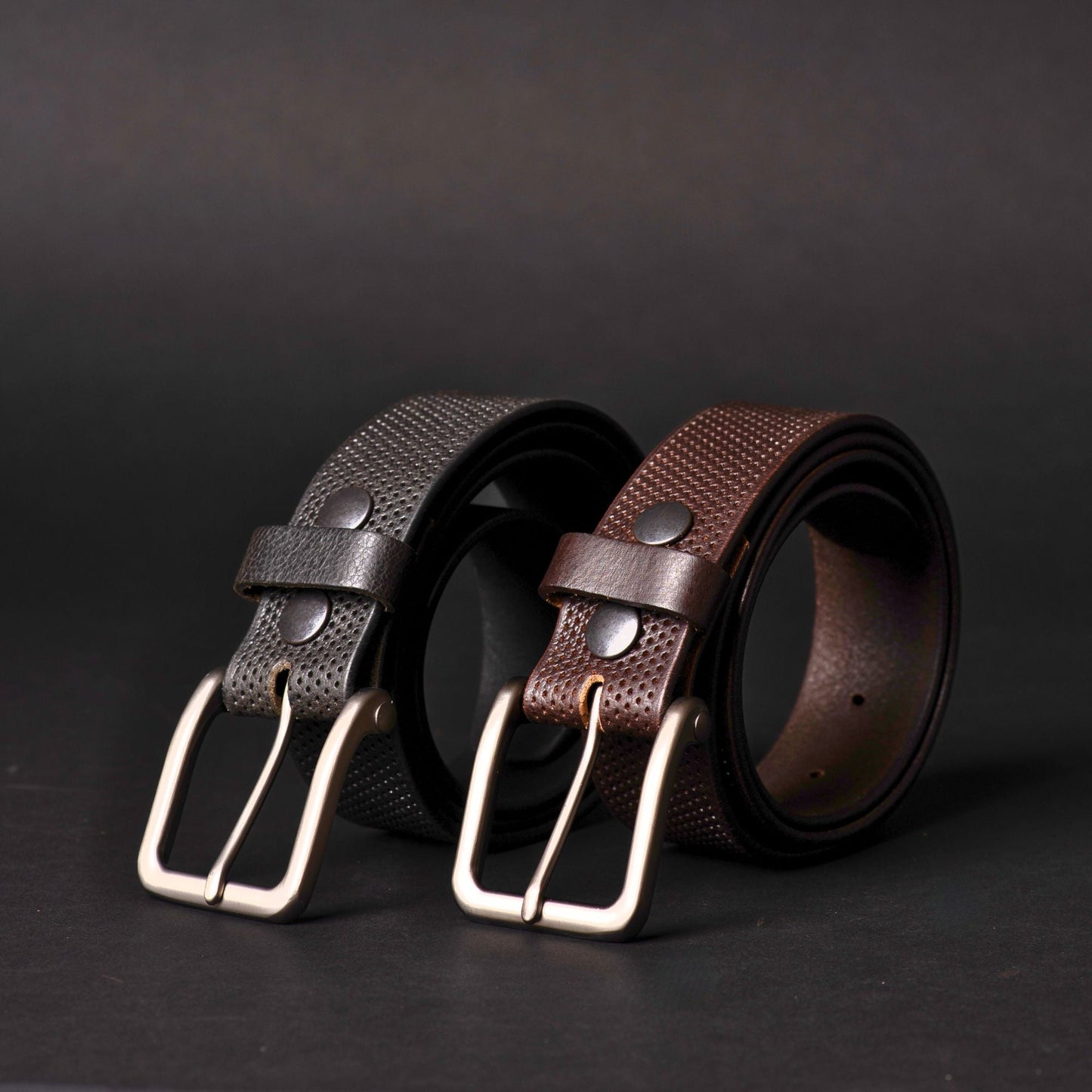 The Matrix Belt - Brown Perforated 100% Full-Grain Leather Belt