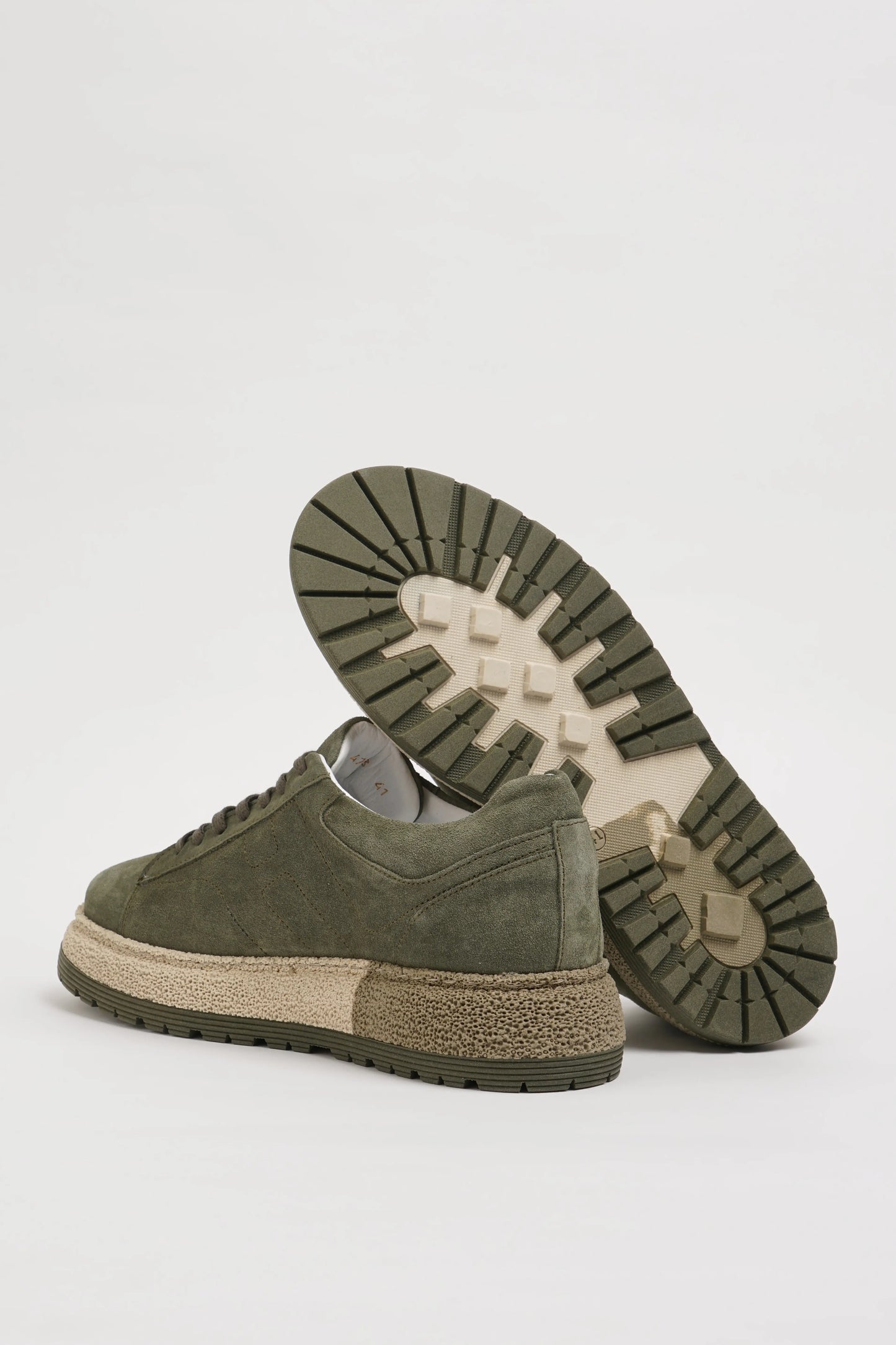Khaki Suede Leather Crape Sole Sneakers