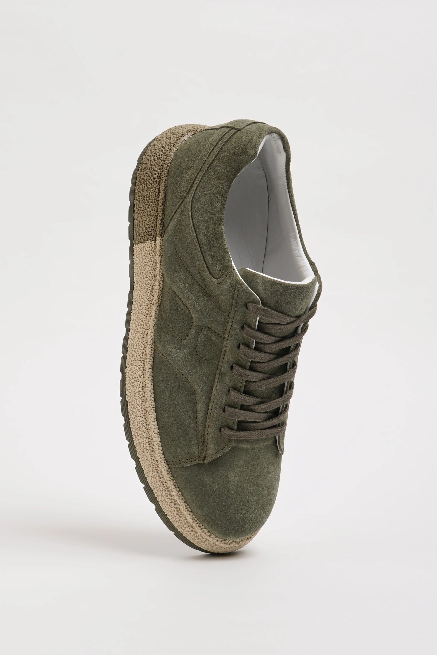 Khaki Suede Leather Crape Sole Sneakers