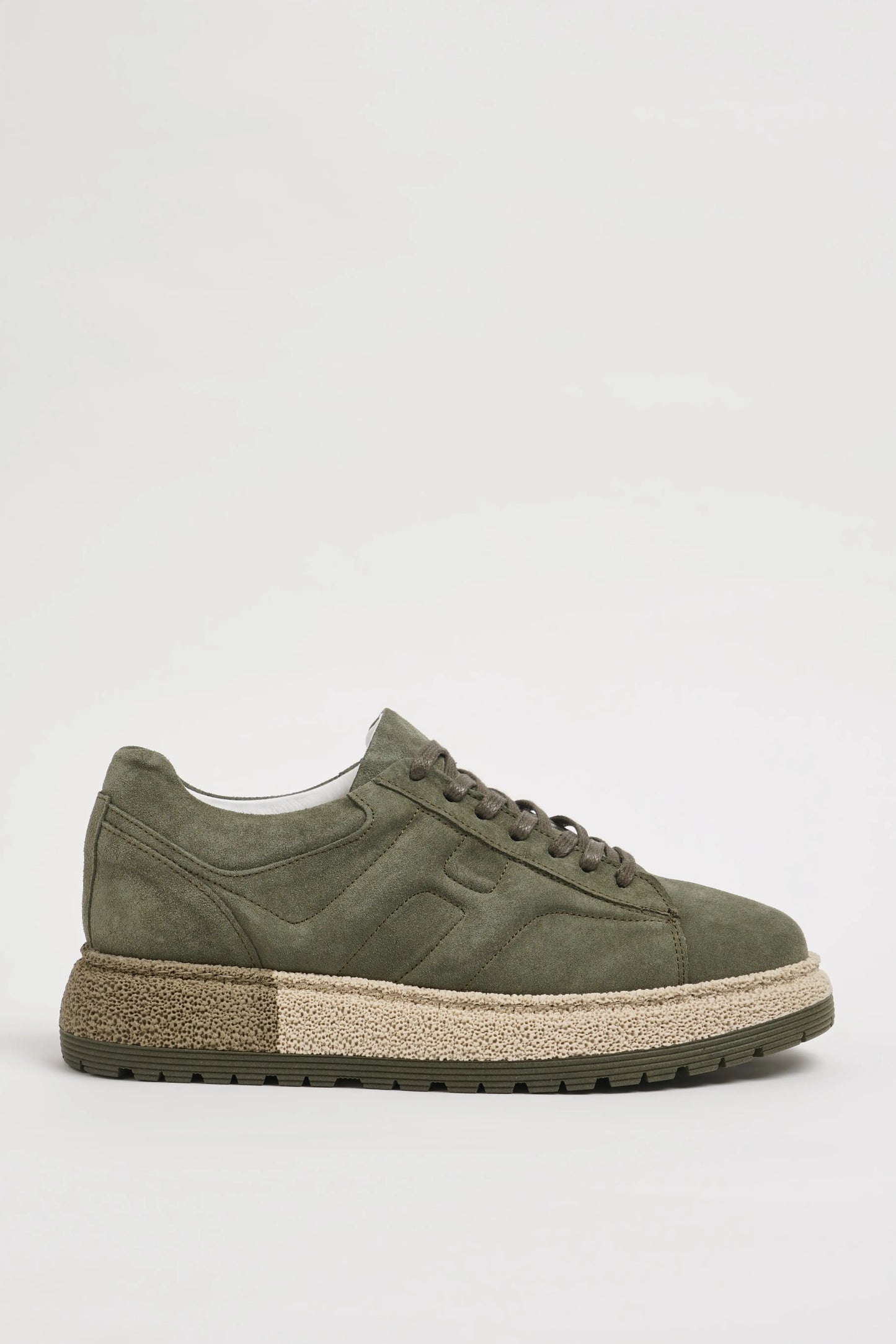 Khaki Suede Leather Crape Sole Sneakers