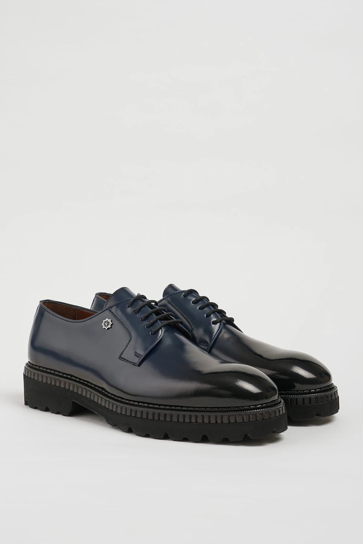 Navy Blue Calf Leather Derby Shoes