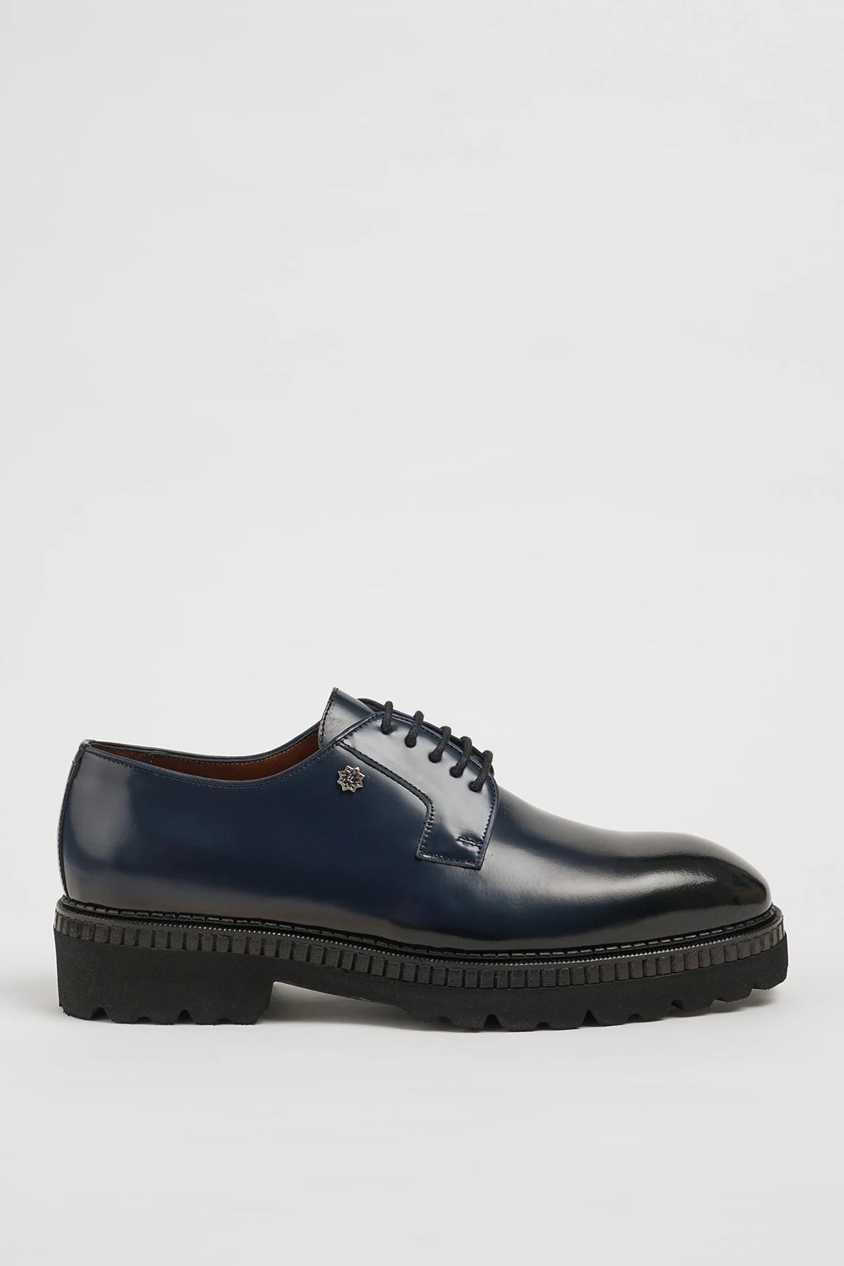 Navy Blue Calf Leather Derby Shoes