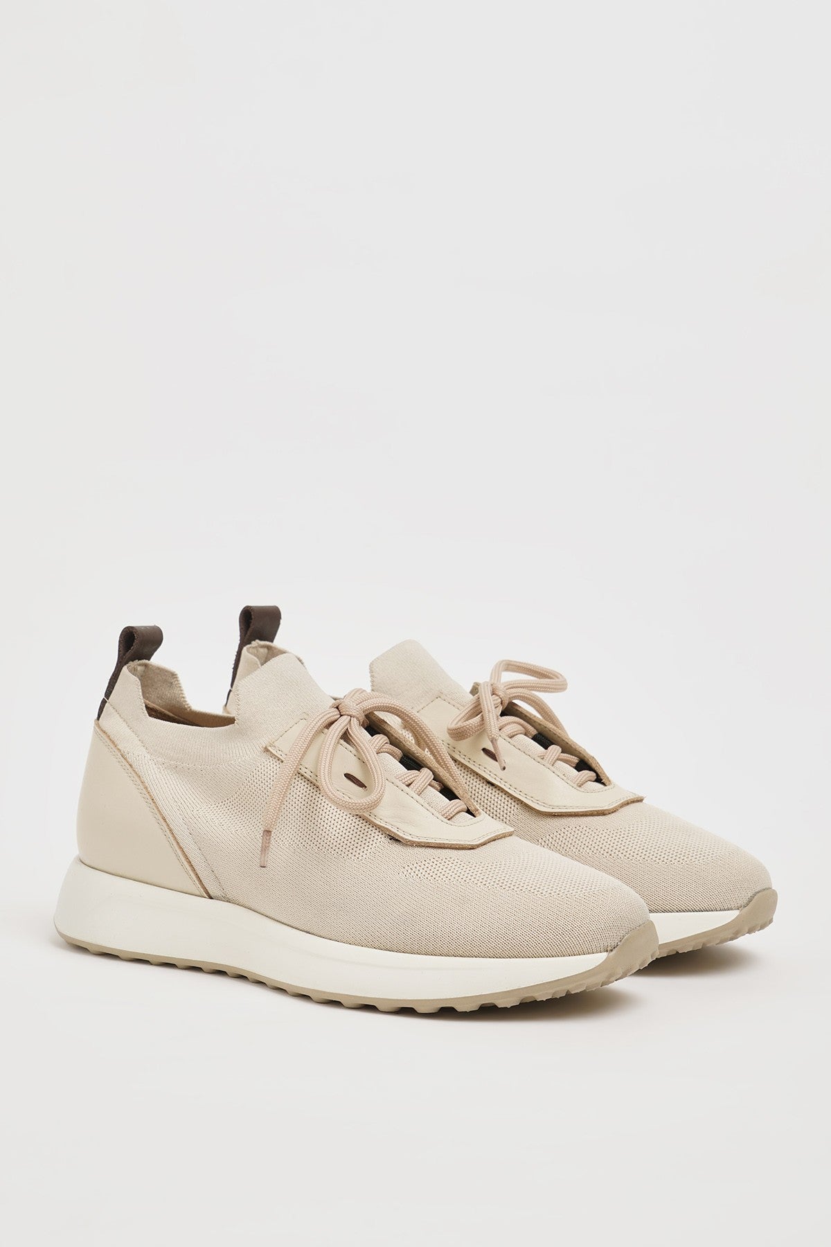 Beige Knitted Tricot Fabric Eva Sole Sneakers