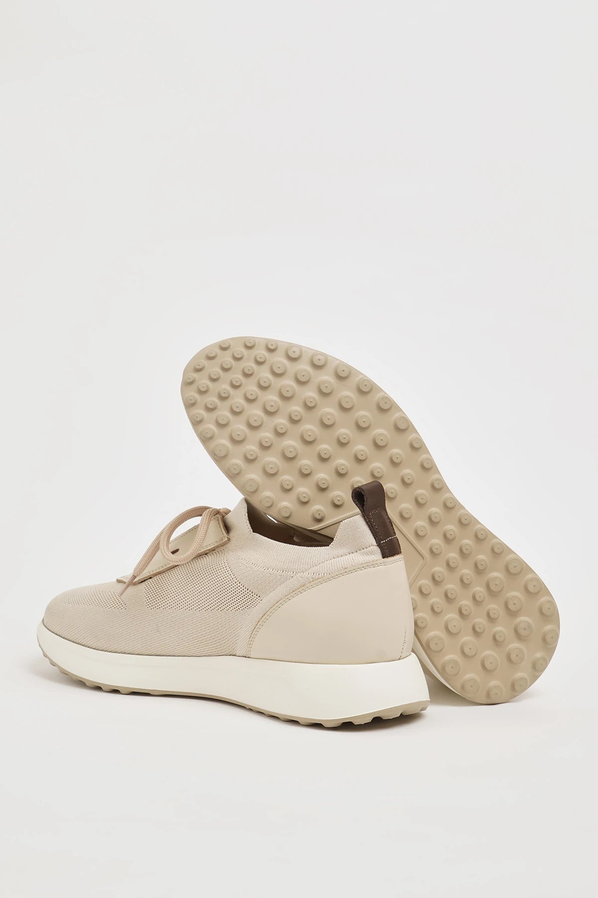 Beige Knitted Tricot Fabric Eva Sole Sneakers