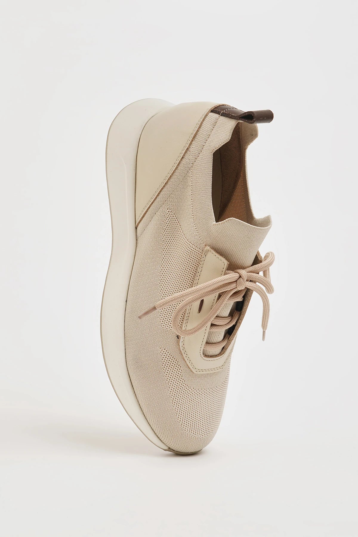 Beige Knitted Tricot Fabric Eva Sole Sneakers