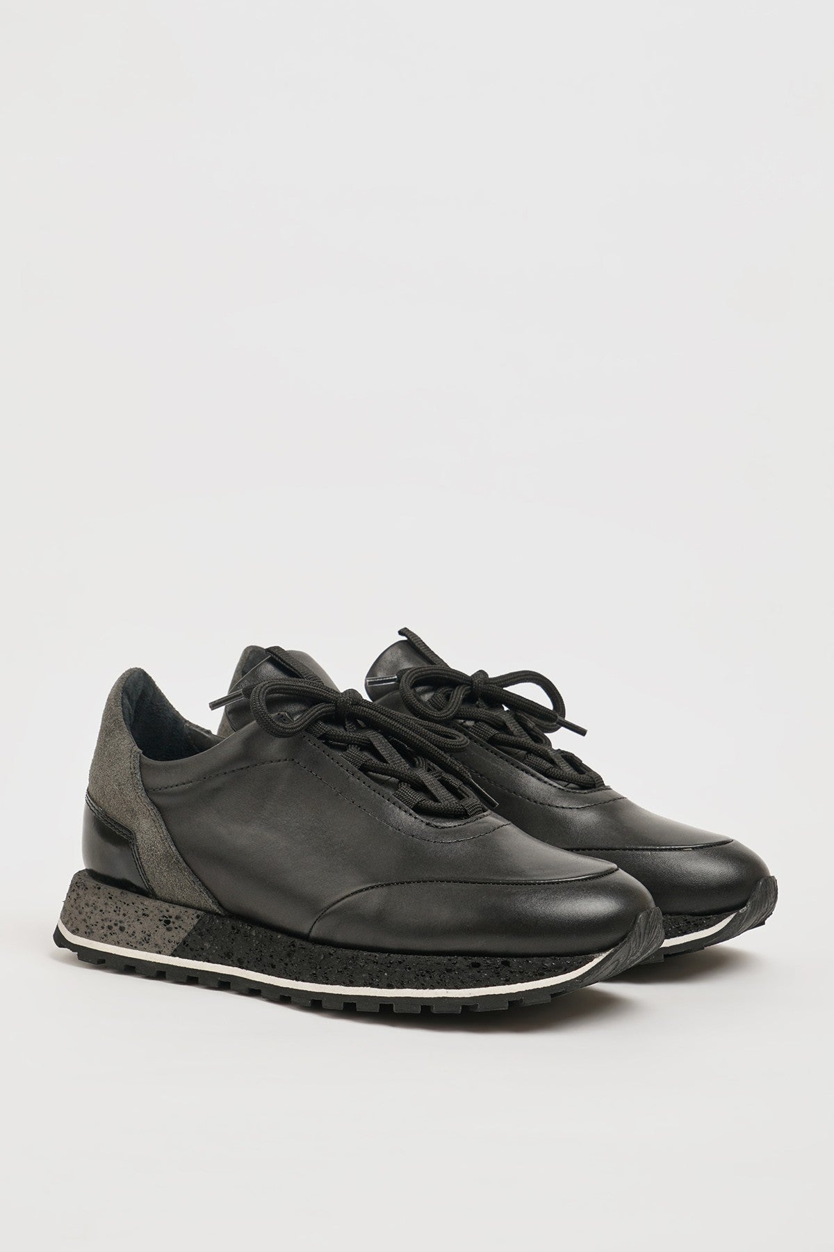Black Leather Eva Sole Sneakers