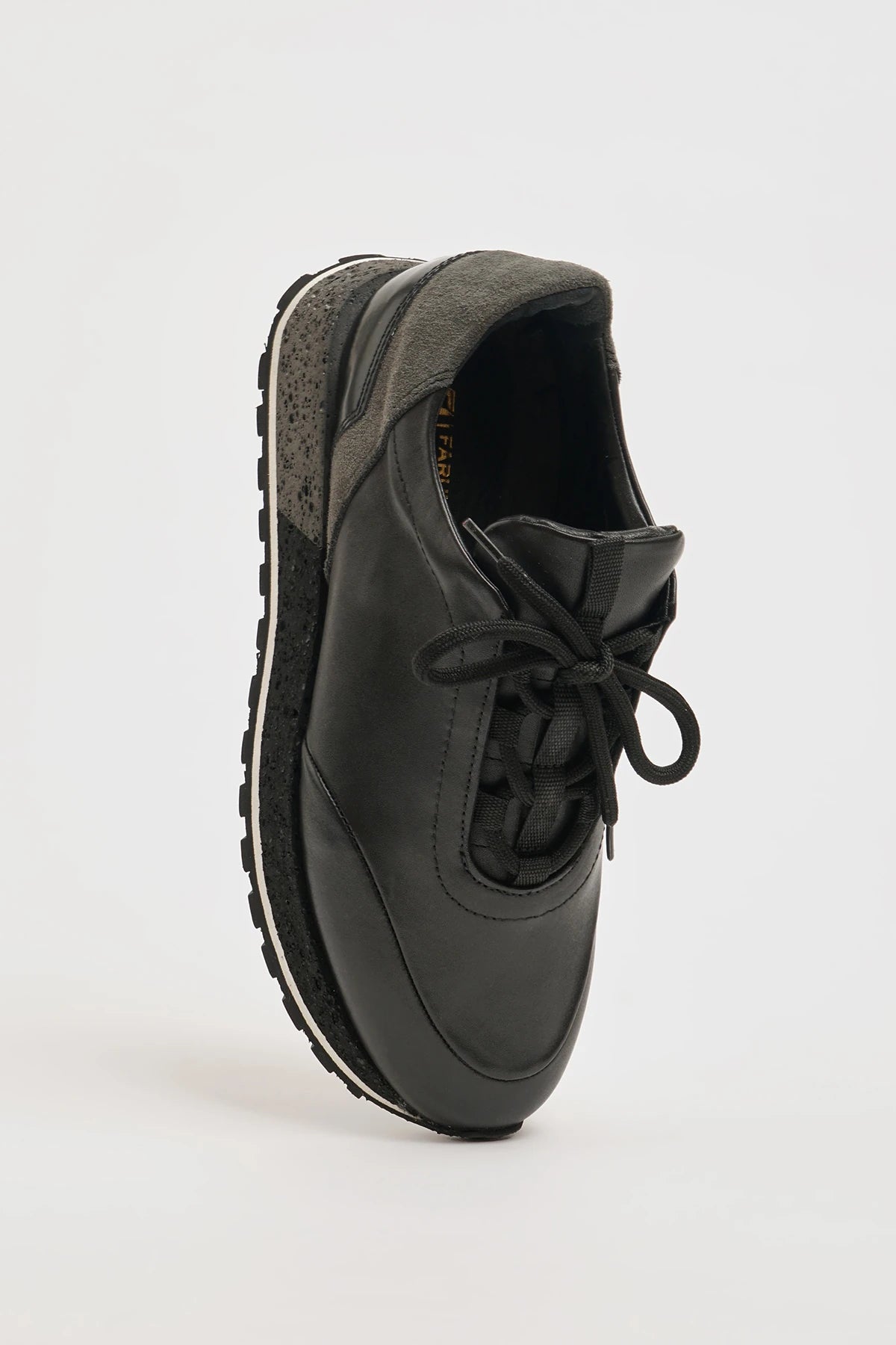 Black Leather Eva Sole Sneakers