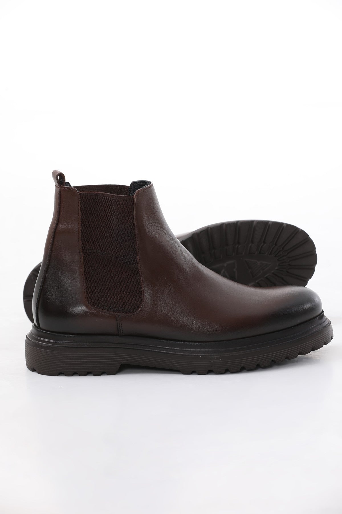 Brown chunky Leather Chelsea Boots