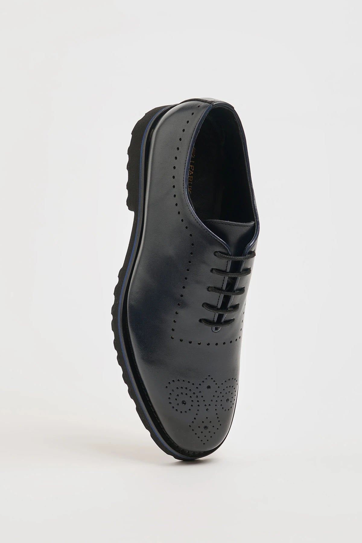 Navy Blue Derby Brogue Laces Shoes