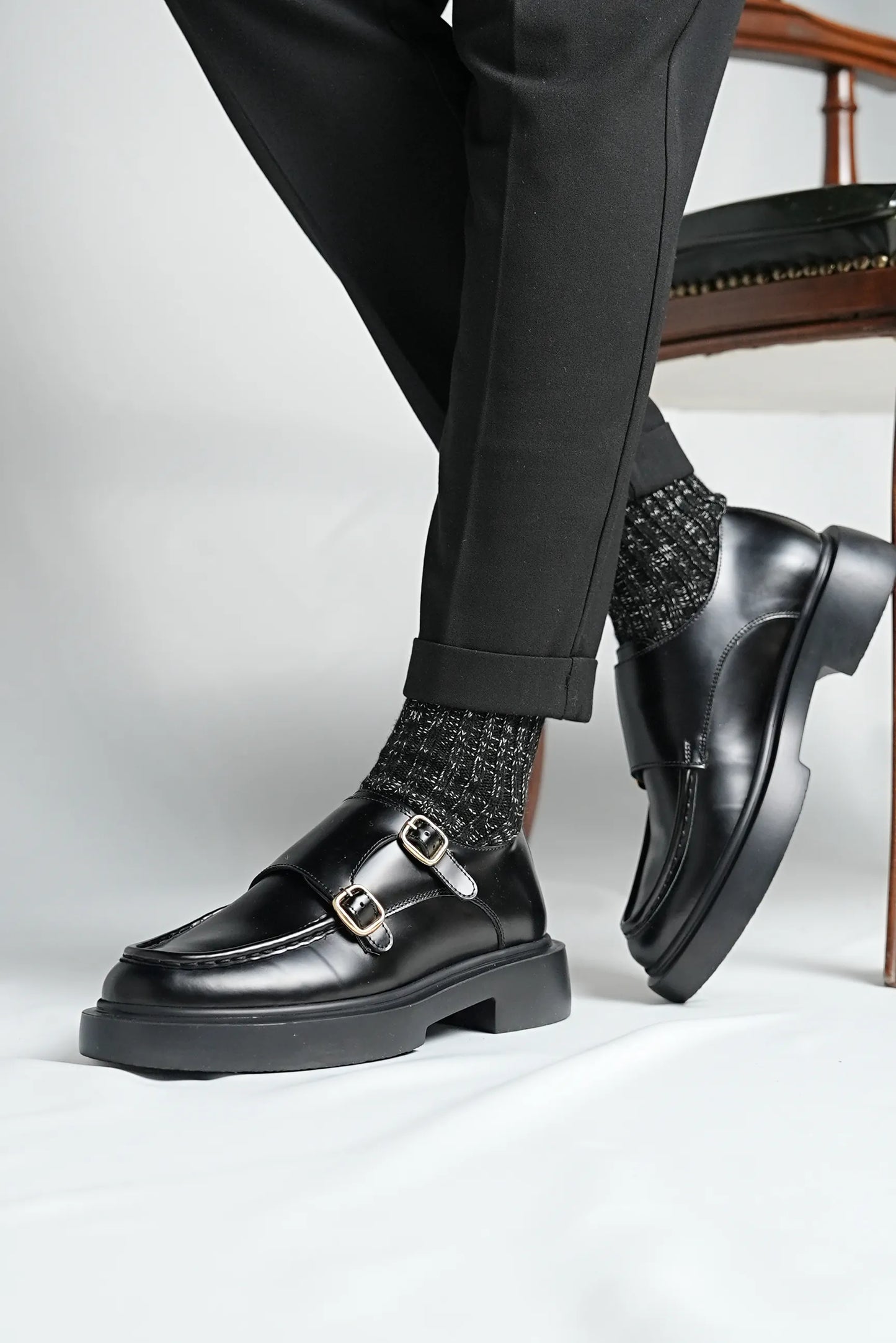 Black Calf Double Monkstrap