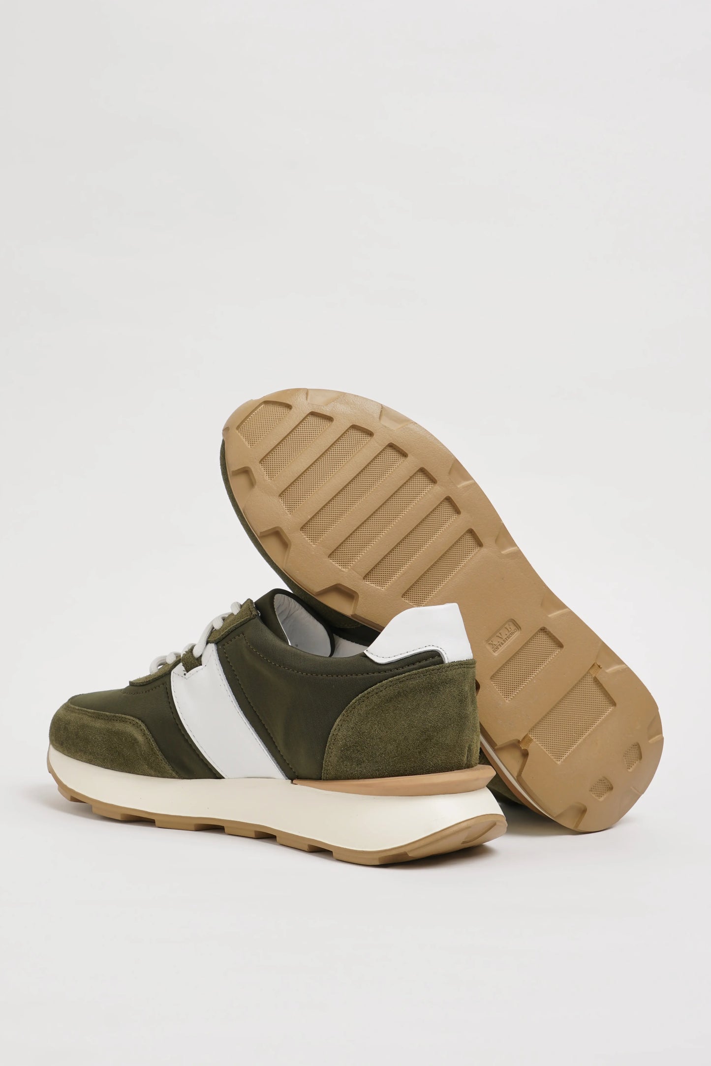 Khaki Leather Combination Sneakers