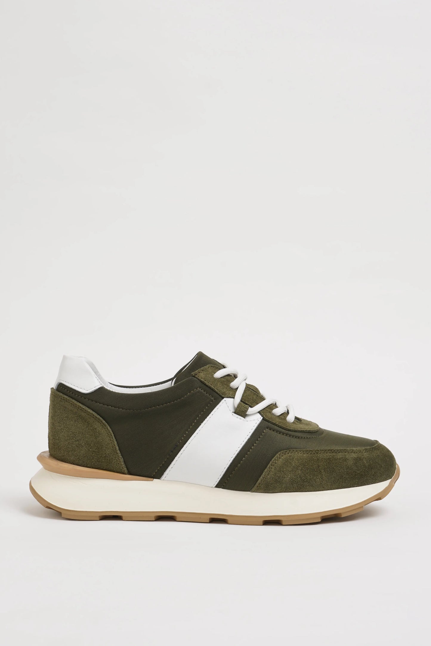 Khaki Leather Combination Sneakers