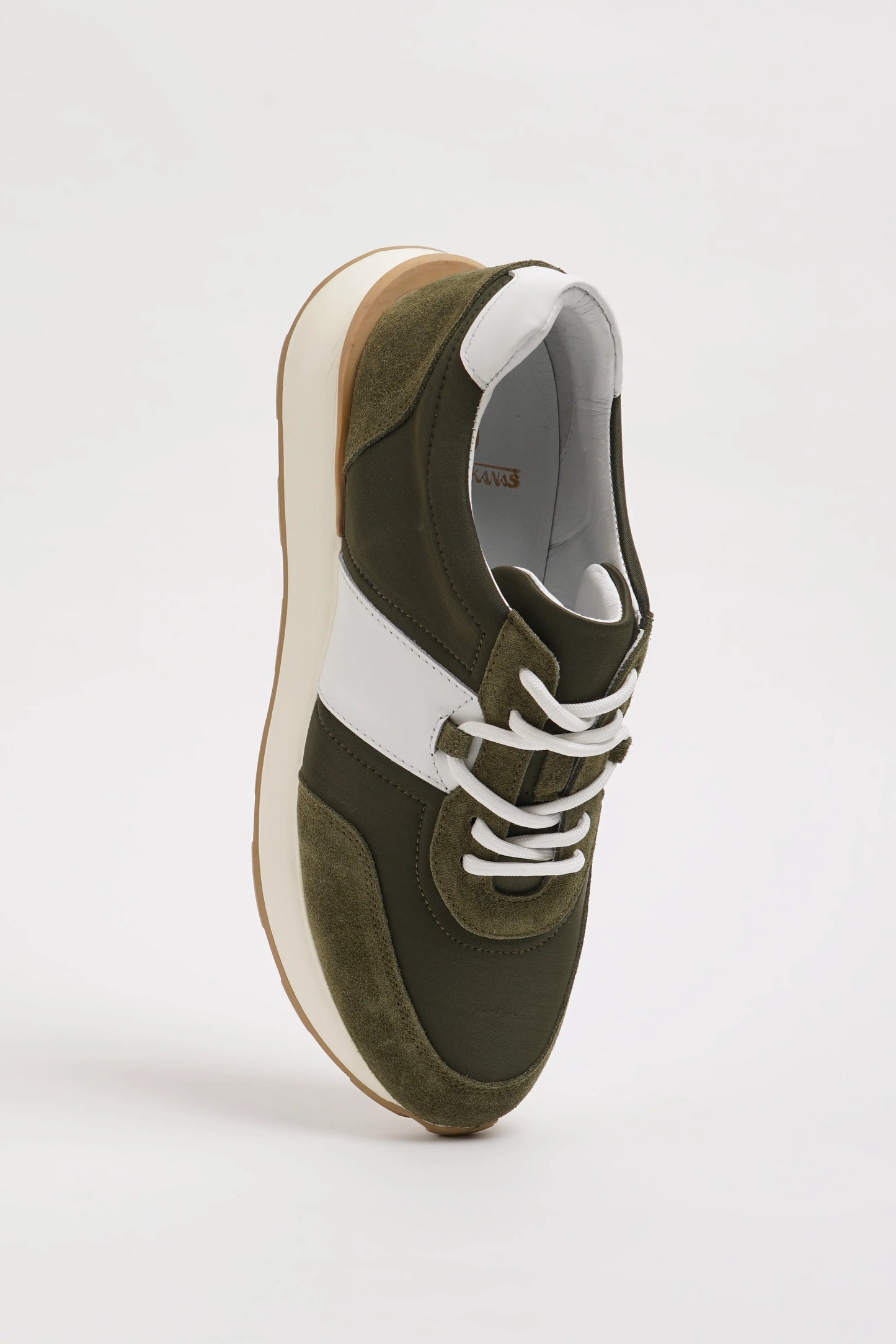 Khaki Leather Combination Sneakers