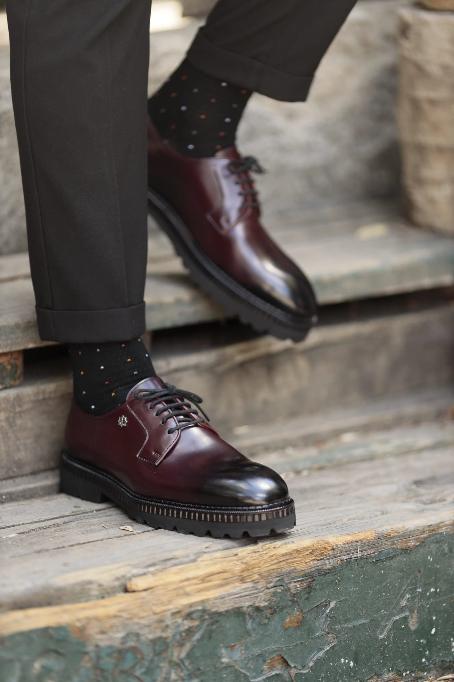 Burgundy Oxblood Calf Leather Derby Shoes