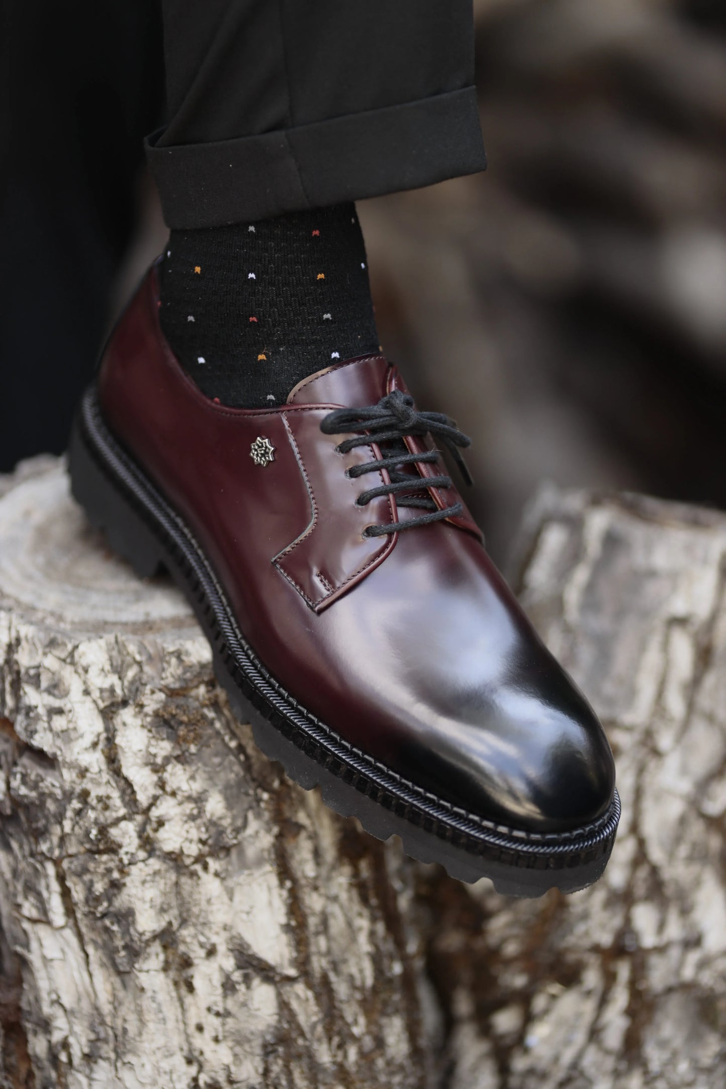 Burgundy Oxblood Calf Leather Derby Shoes