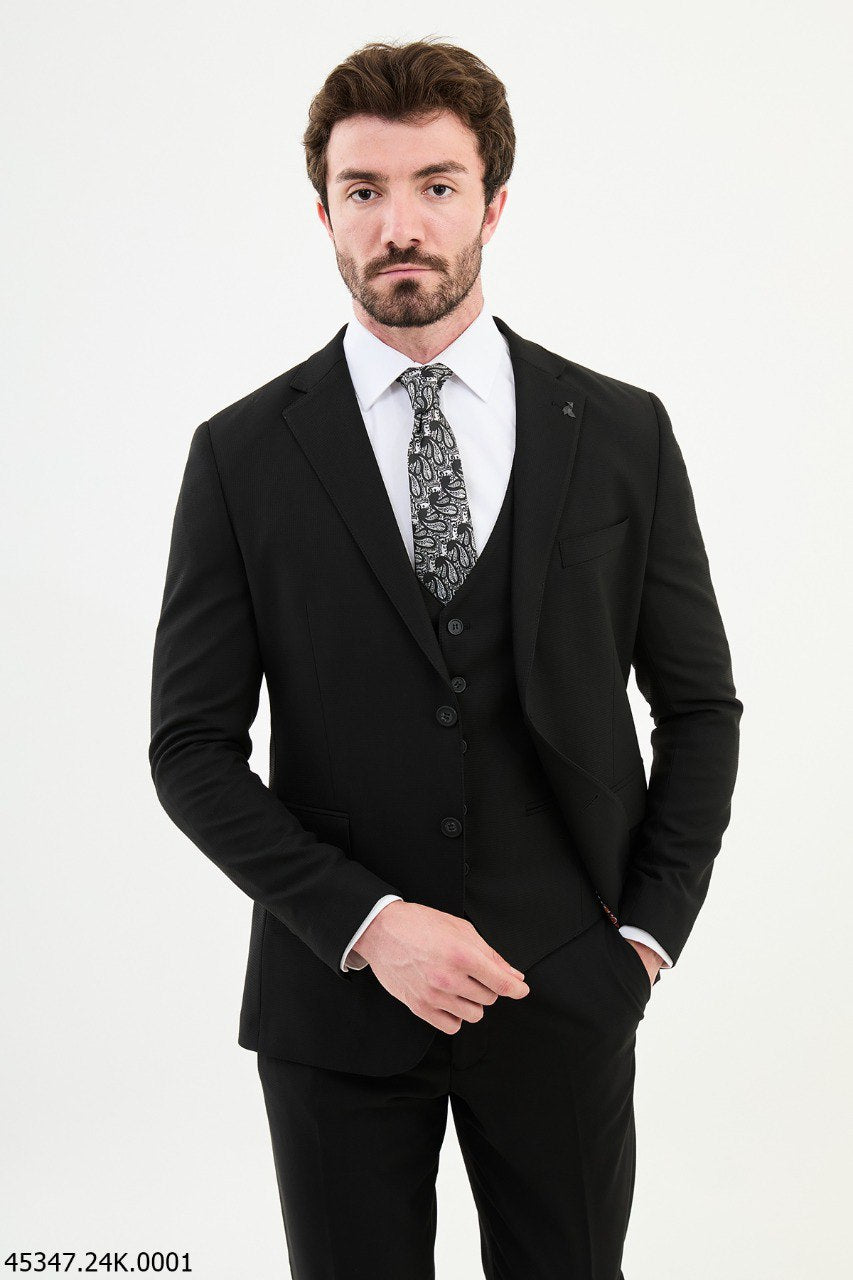 Men's Black 3 Piece Slim Fit Suits