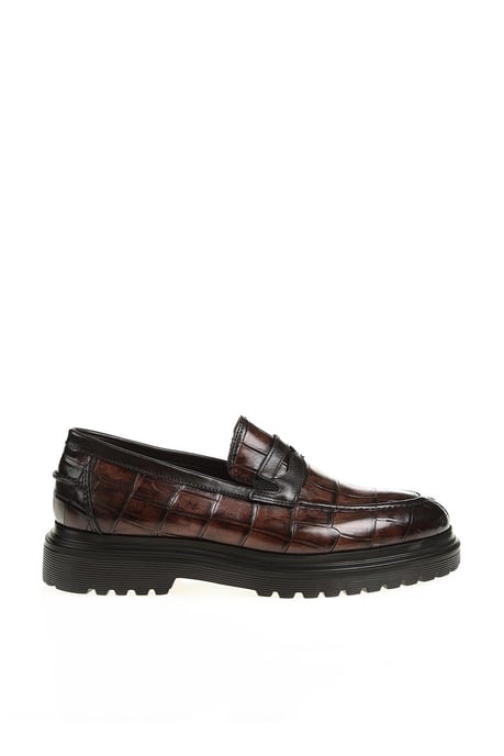 Brown Croc High Sole Shoes