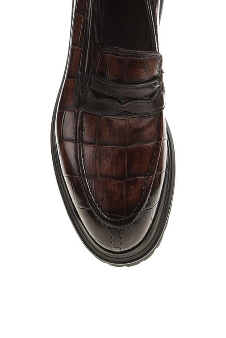 Brown Croc High Sole Shoes