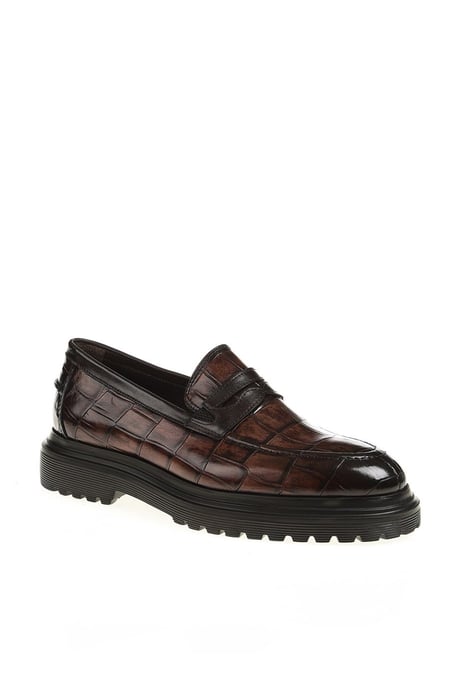 Brown Croc High Sole Shoes