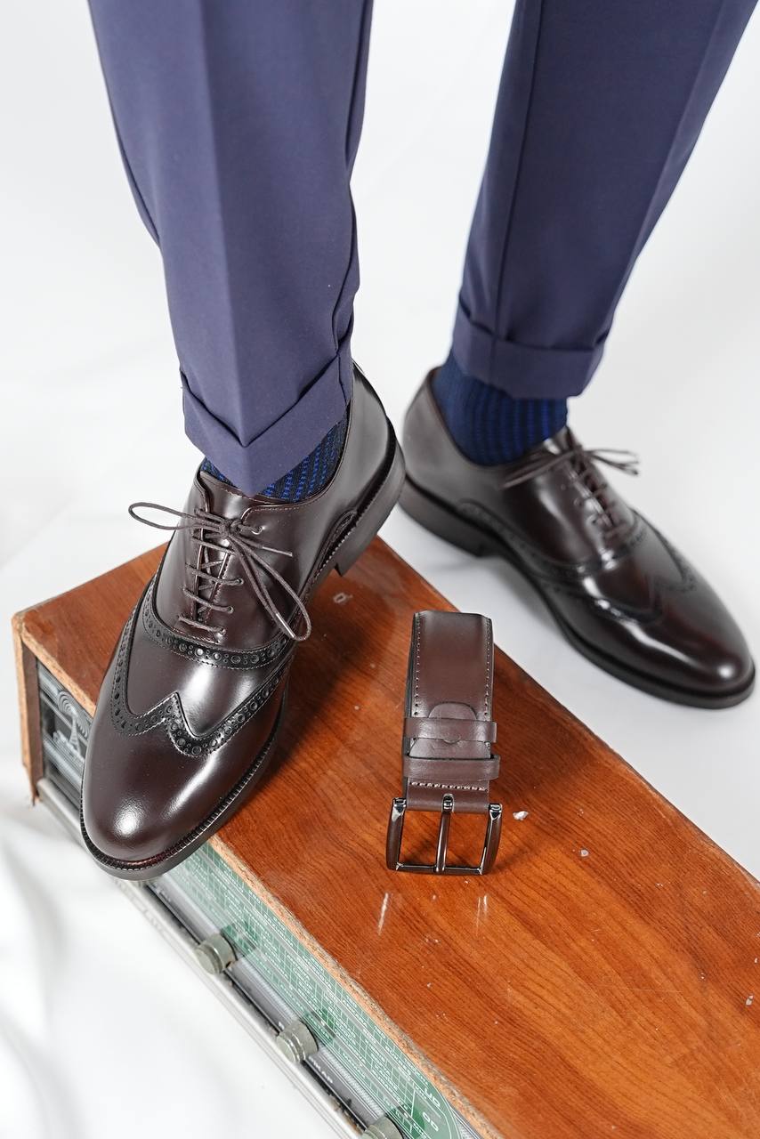 Brown Wingtip Laces Shoes