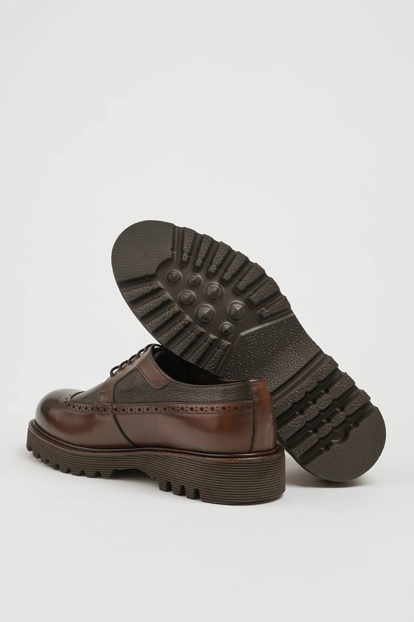 Brown Shaded Derby Brogue Laces Shoes