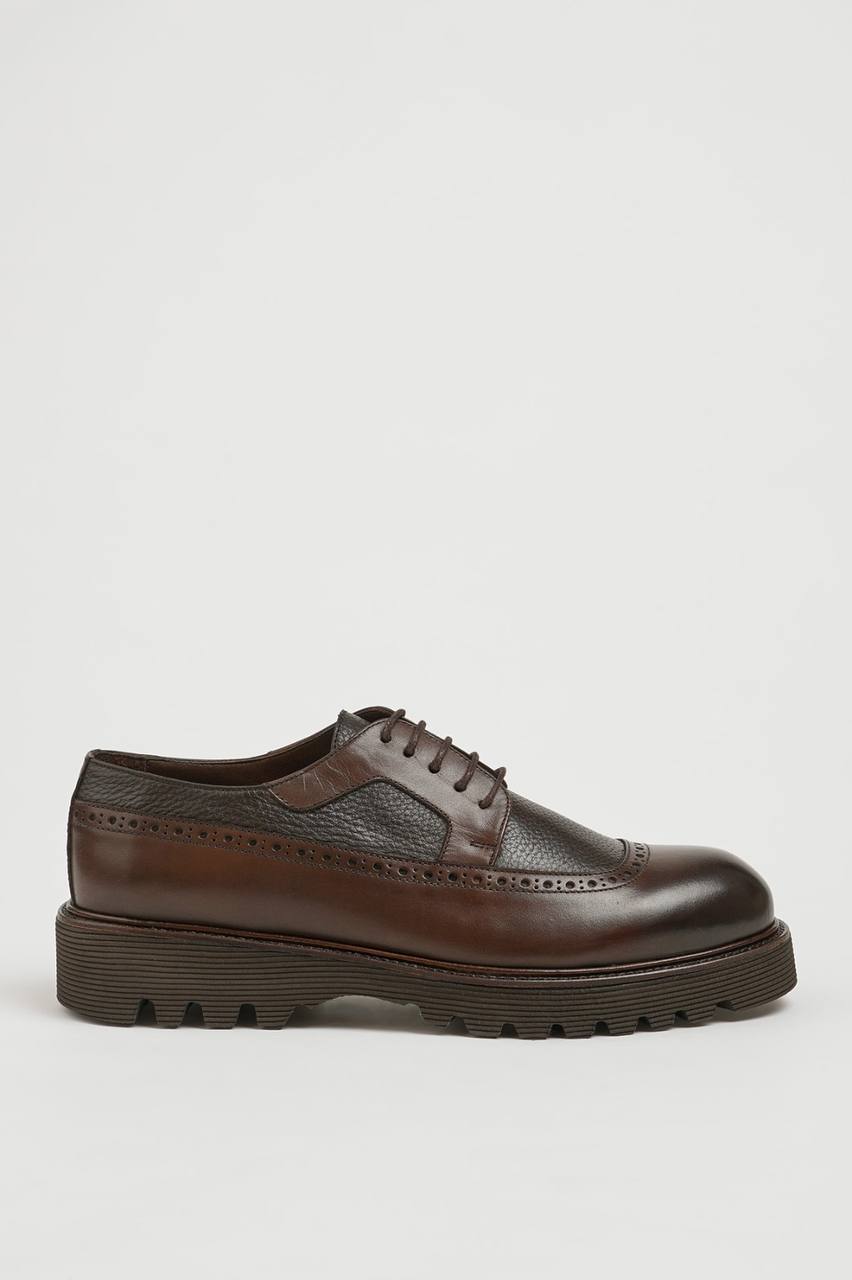 Brown Shaded Derby Brogue Laces Shoes