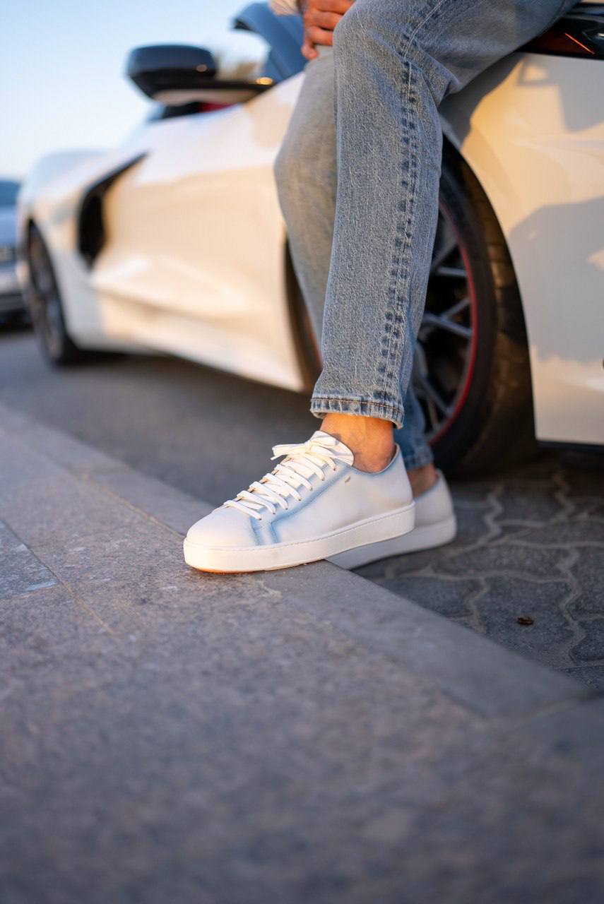 Men's Leather White Sneakers