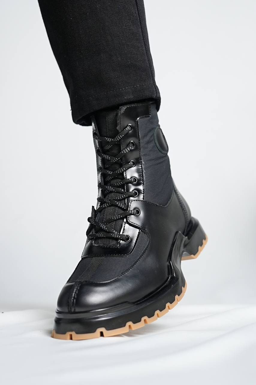 Black Calf Lace-up Boots