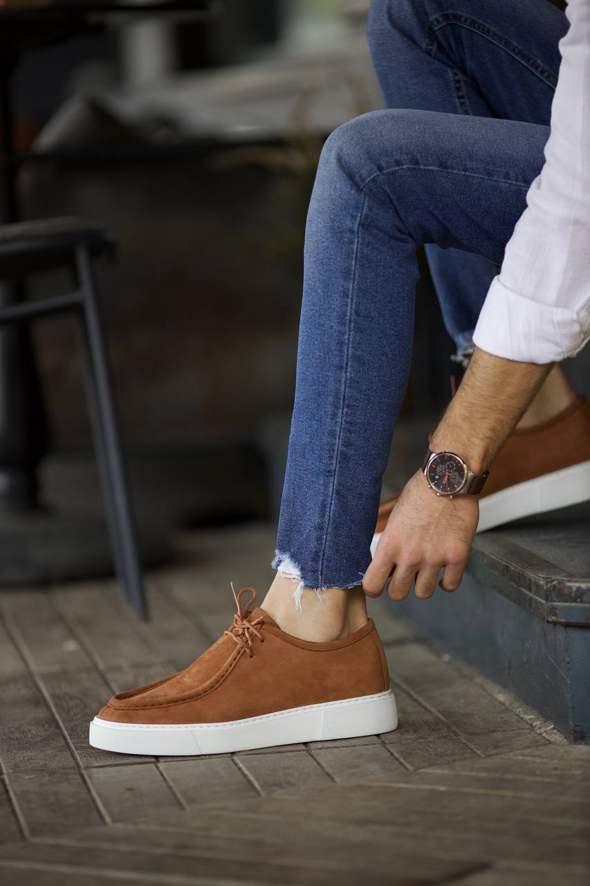 Camel Nubuck Slip-On Casual Shoes