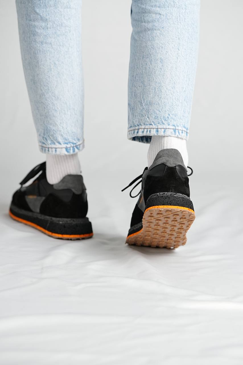 Black Combination Natural Leather Sneakers