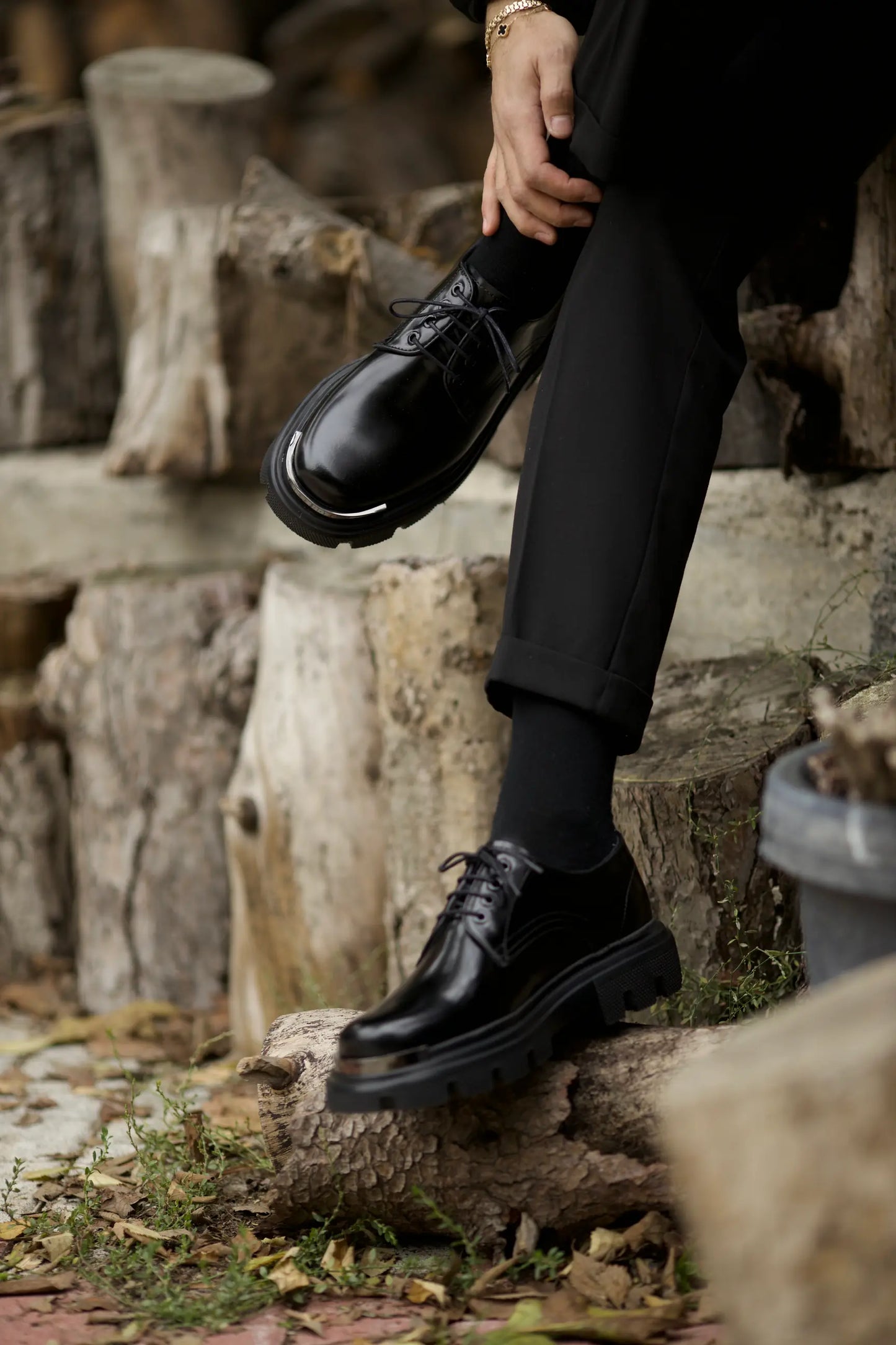 Black Calf Derby Laces Chunky Exclusive