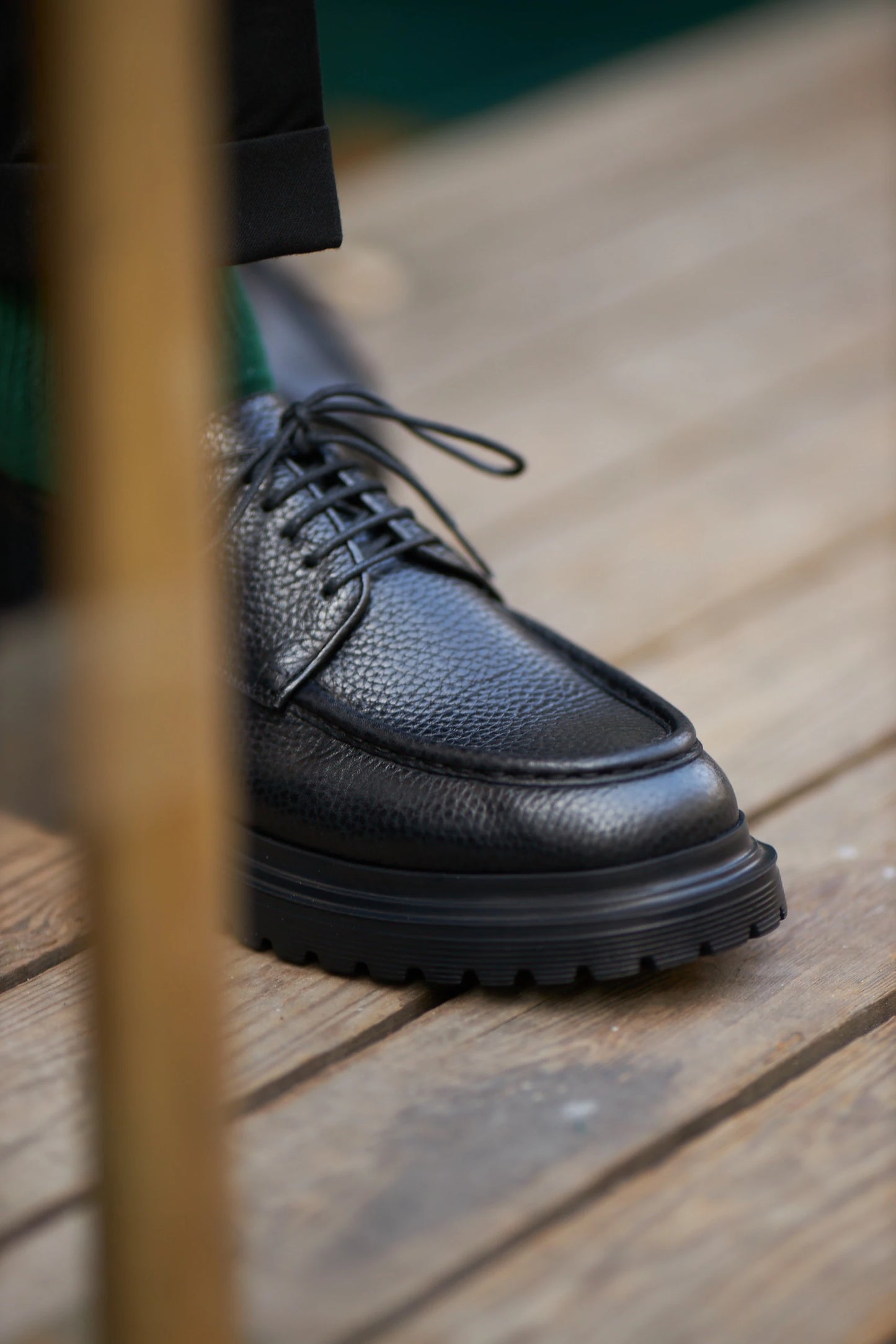 Black Grainy Laces Shoes