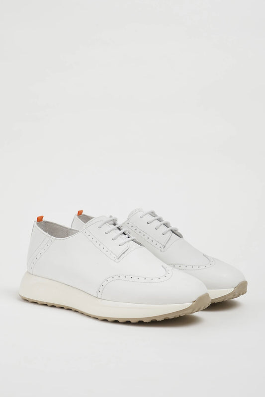 All White Wingtip Leather Sneakers