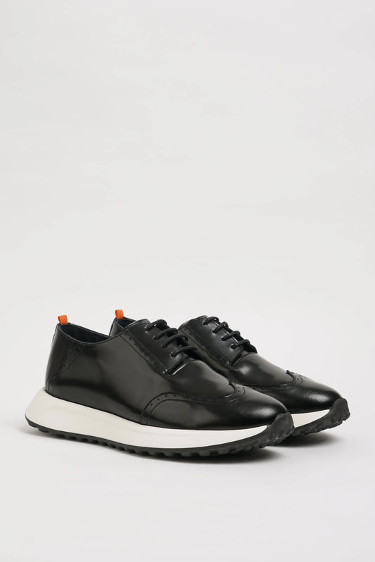 All Black Wingtip Leather Sneakers