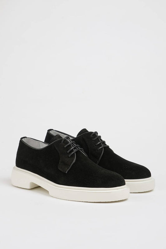Black Suede Derby Brogue Laces Shoes