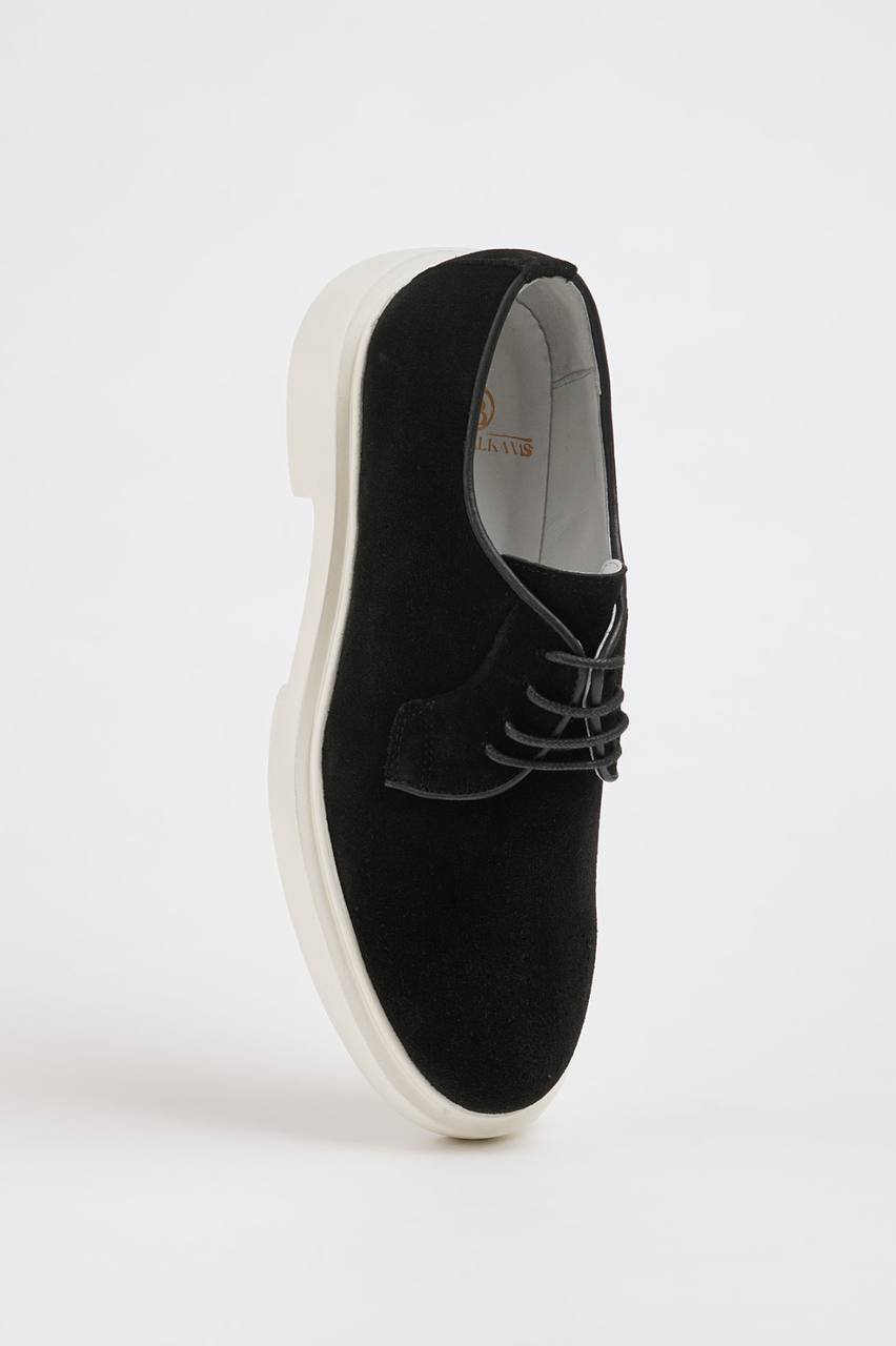 Black Suede Derby Brogue Laces Shoes