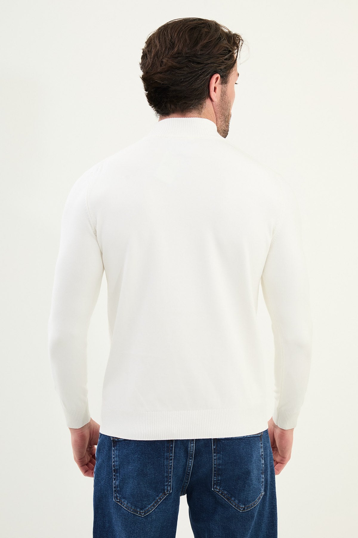 White Men's Wear Knitwear Slim Fit Turtleneck