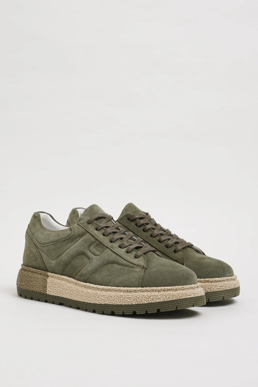 Khaki Suede Leather Crape Sole Sneakers