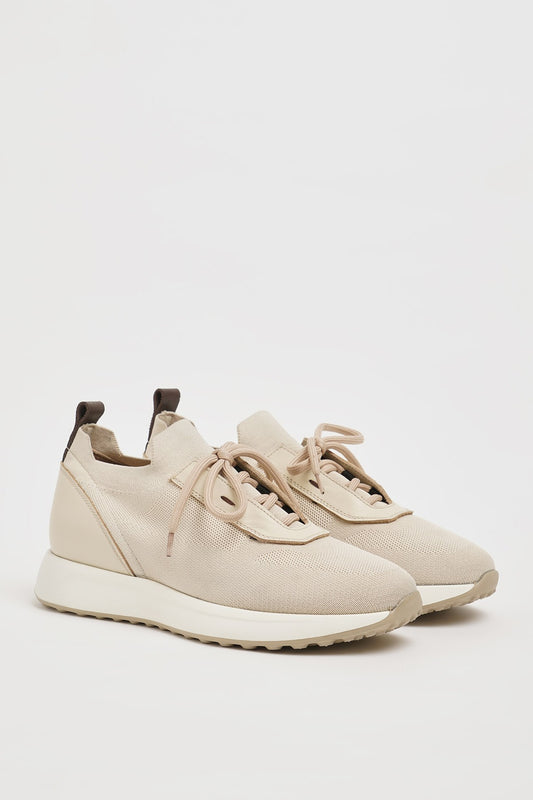 Beige Knitted Tricot Fabric Eva Sole Sneakers