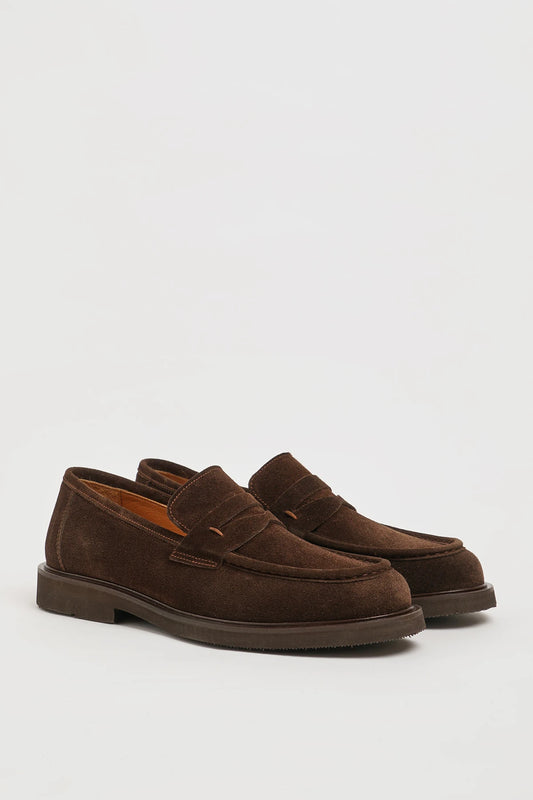 Brown Suede Penny Loafer