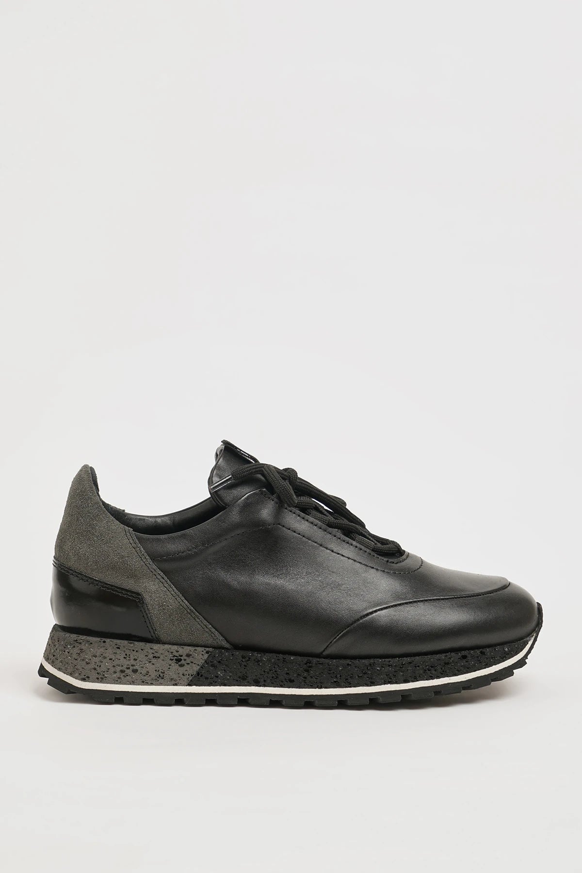 Black Leather Eva Sole Sneakers