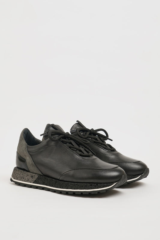Black Leather Eva Sole Sneakers