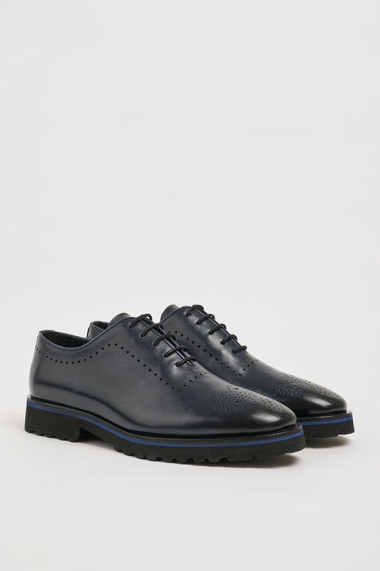 Navy Blue Derby Brogue Laces Shoes