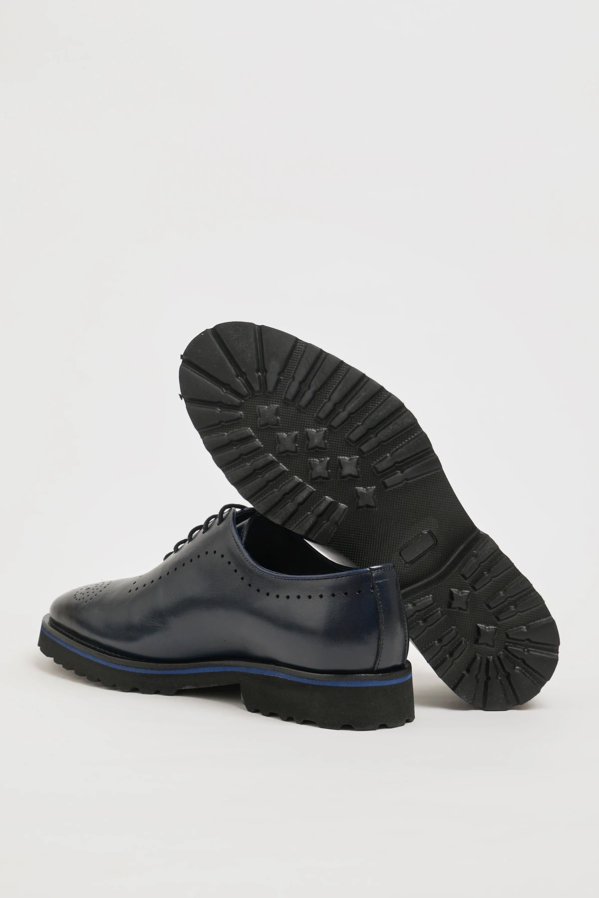 Navy Blue Derby Brogue Laces Shoes
