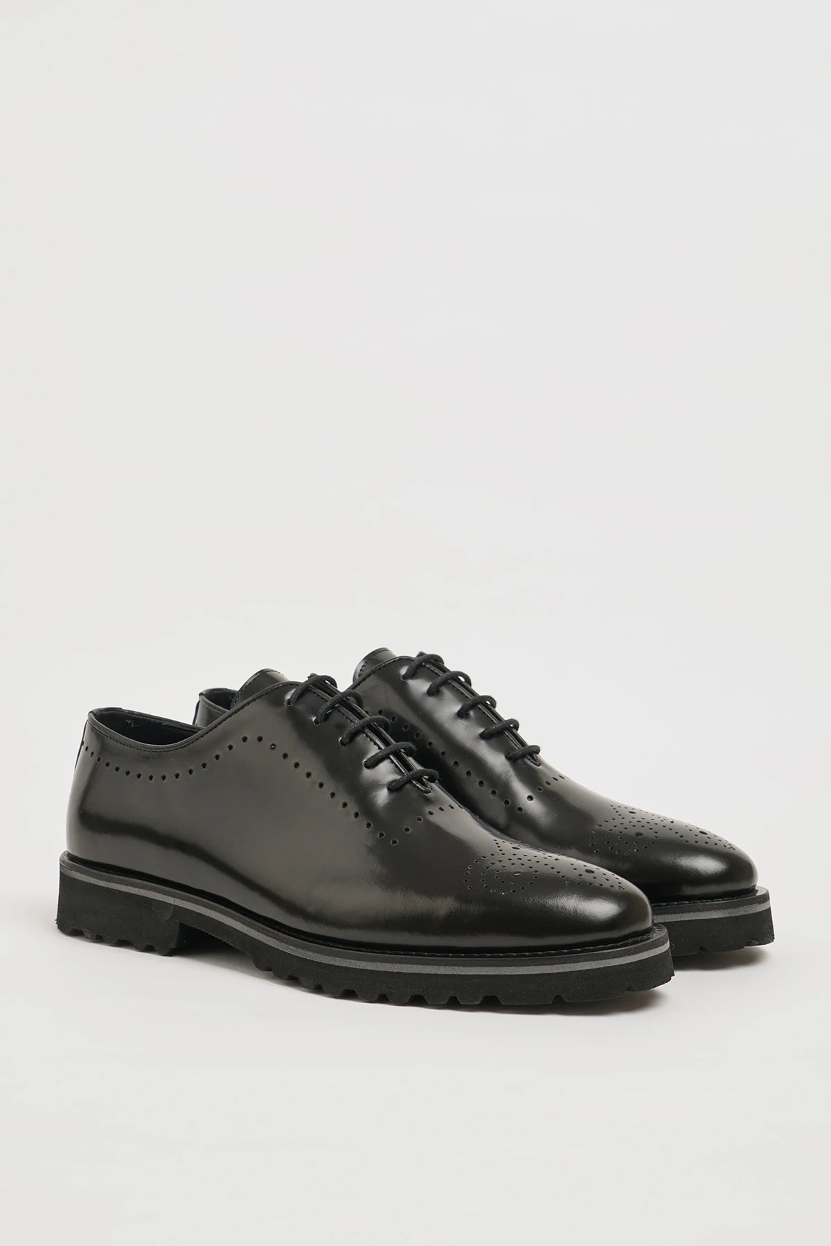 Black Calf Derby Brogue Laces Shoes