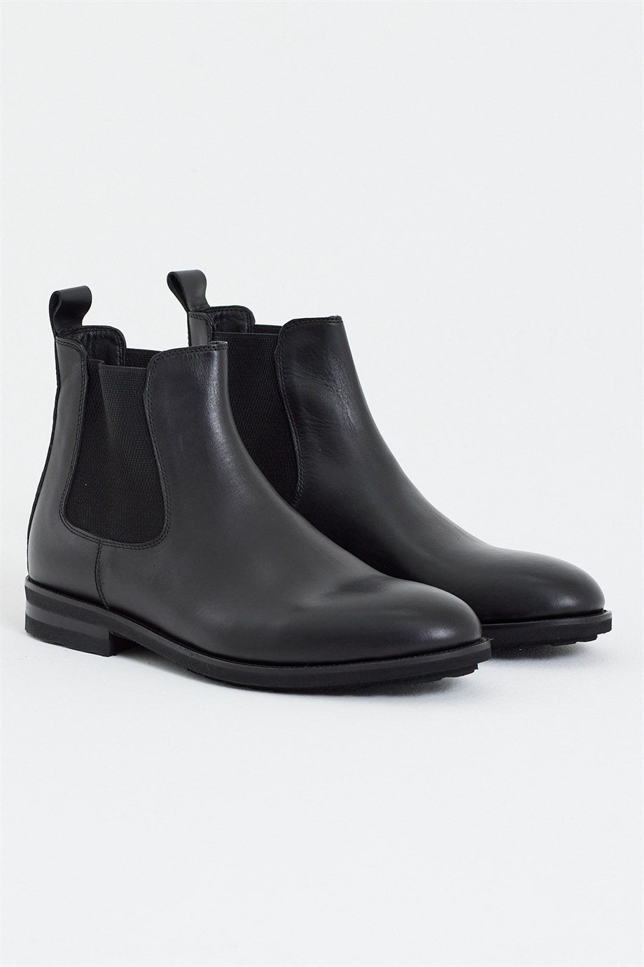 Black Leather Chelsea Boots-SB201