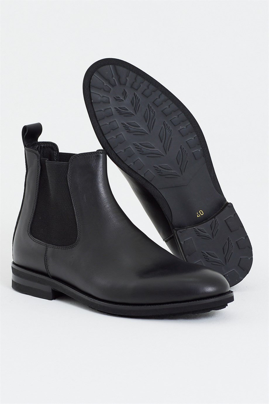 Black Leather Chelsea Boots-SB201